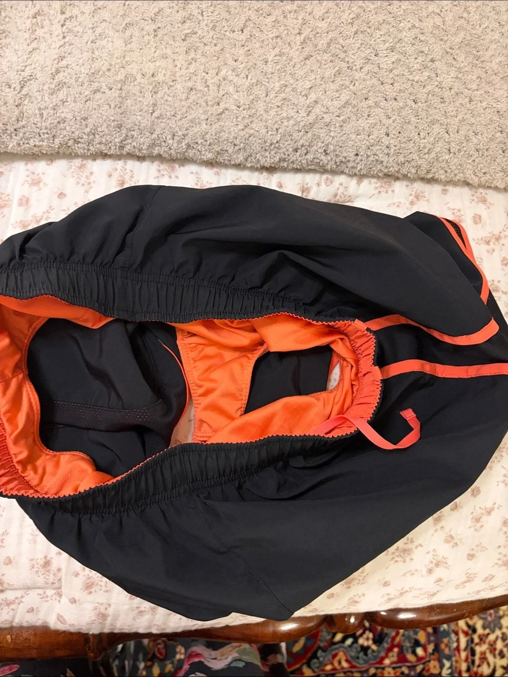 Nike Women’s Black Running Shorts with Orange Trim